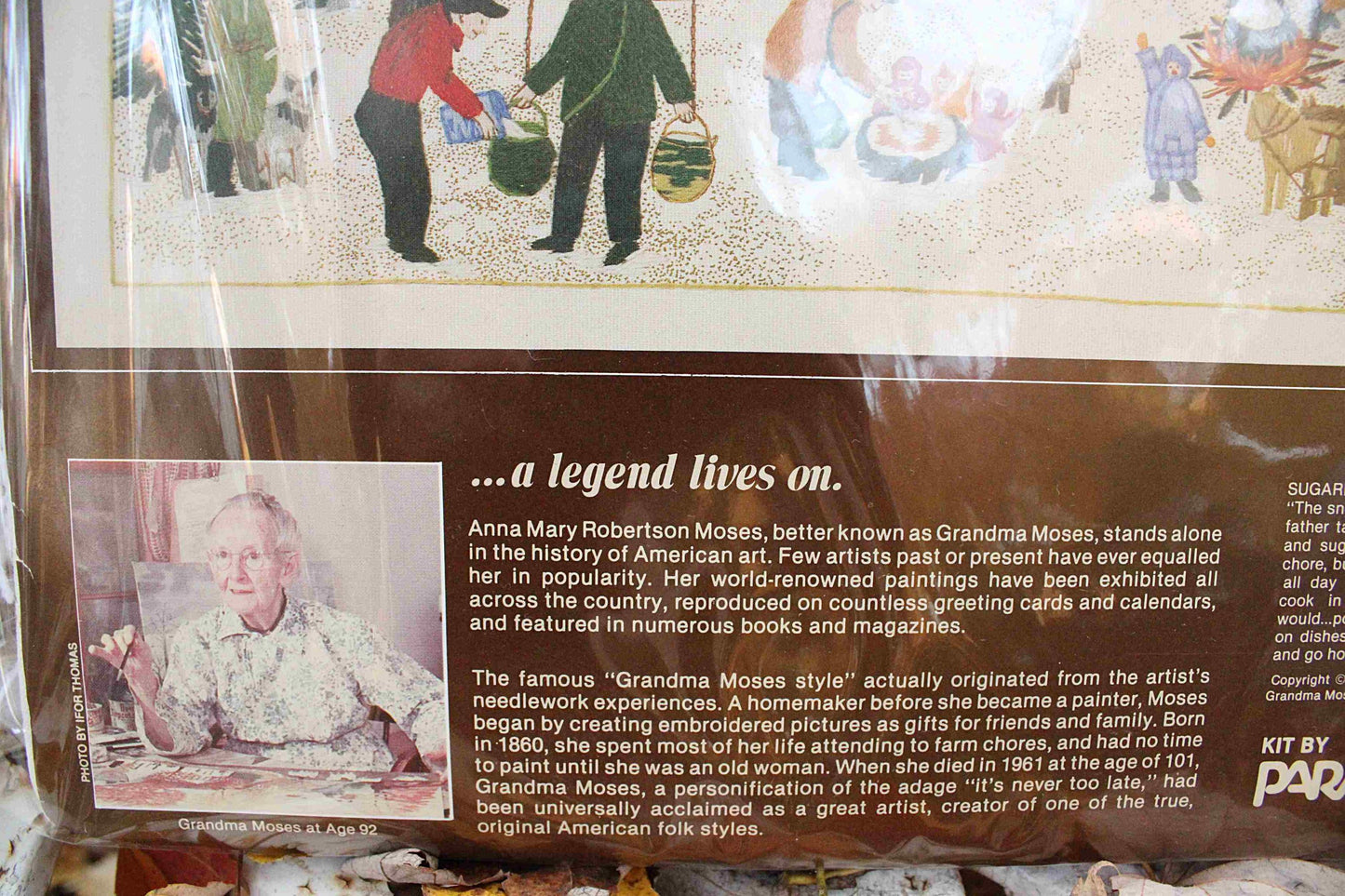SUGARING OFF Crewel Stitchery Kit, Vintage Grandma Moses Design, Paragon Needlecraft Embroidery Kit # 0202 from 1983