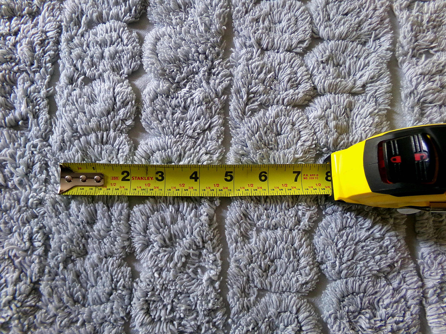 plush looping curlicues vintage chenille fabric, 21" x 24" cut piece in dreamy dusty blue, soft & so pretty