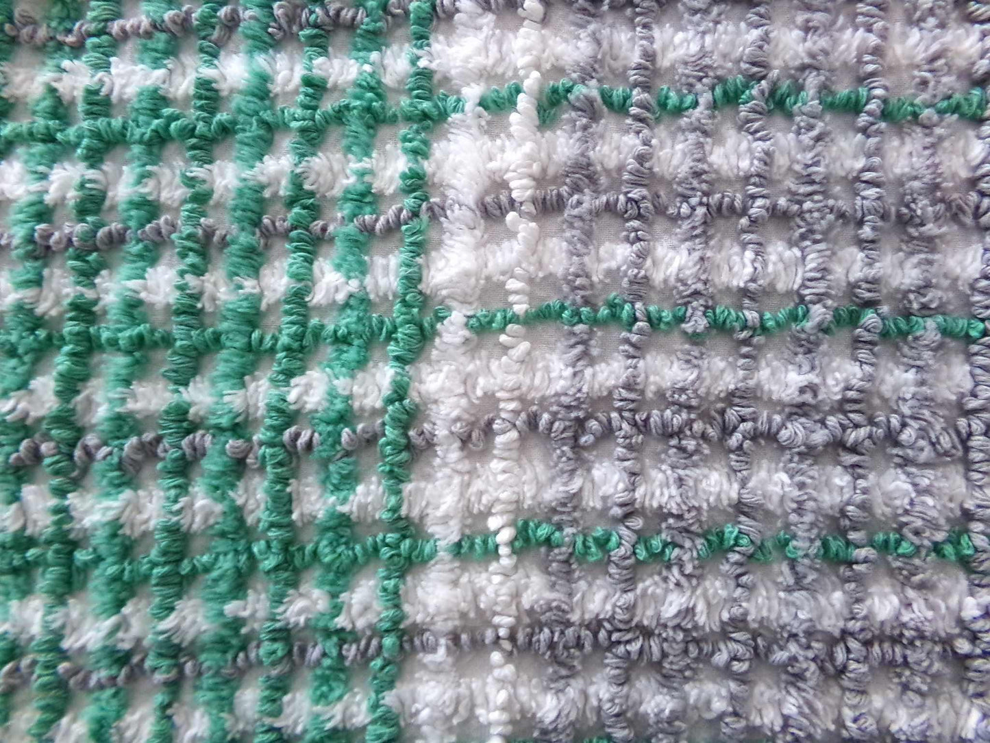 Plaid Vintage Chenille Fabric, Kelly Green & Dove Grey, 17" x 24" inch Piece for Sewing, Crafts, Quilting
