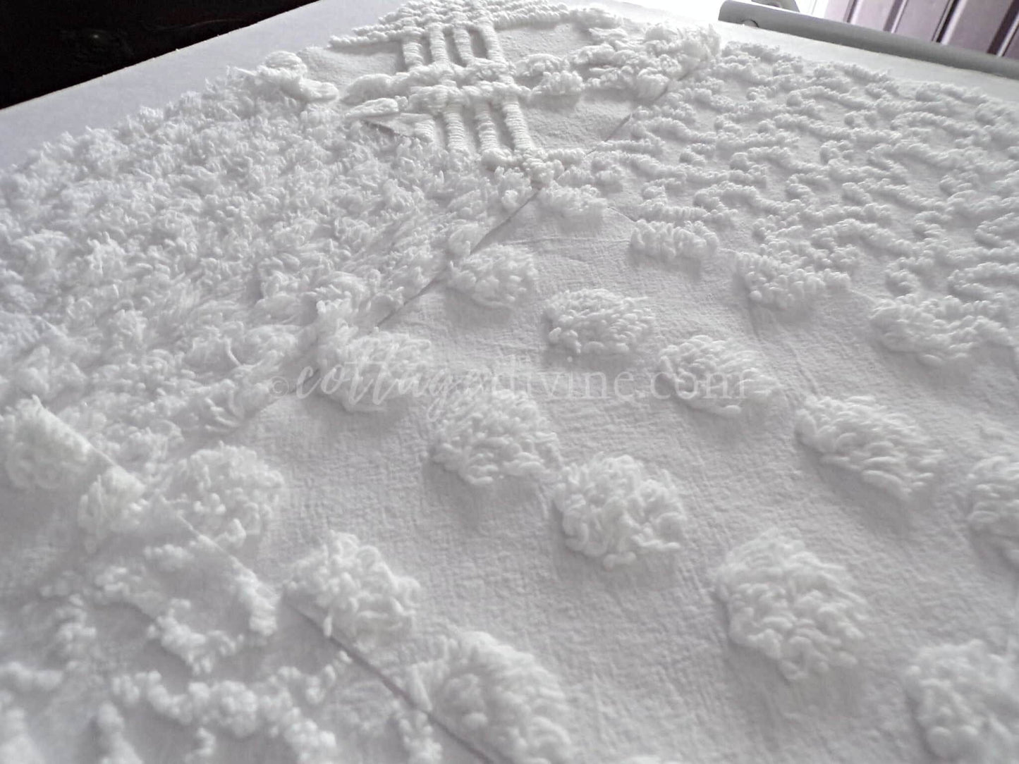 Chenille Quilt Squares Set, "Timeless White," from Vintage Bedspread Fabric, 16 Blocks, 6" inch