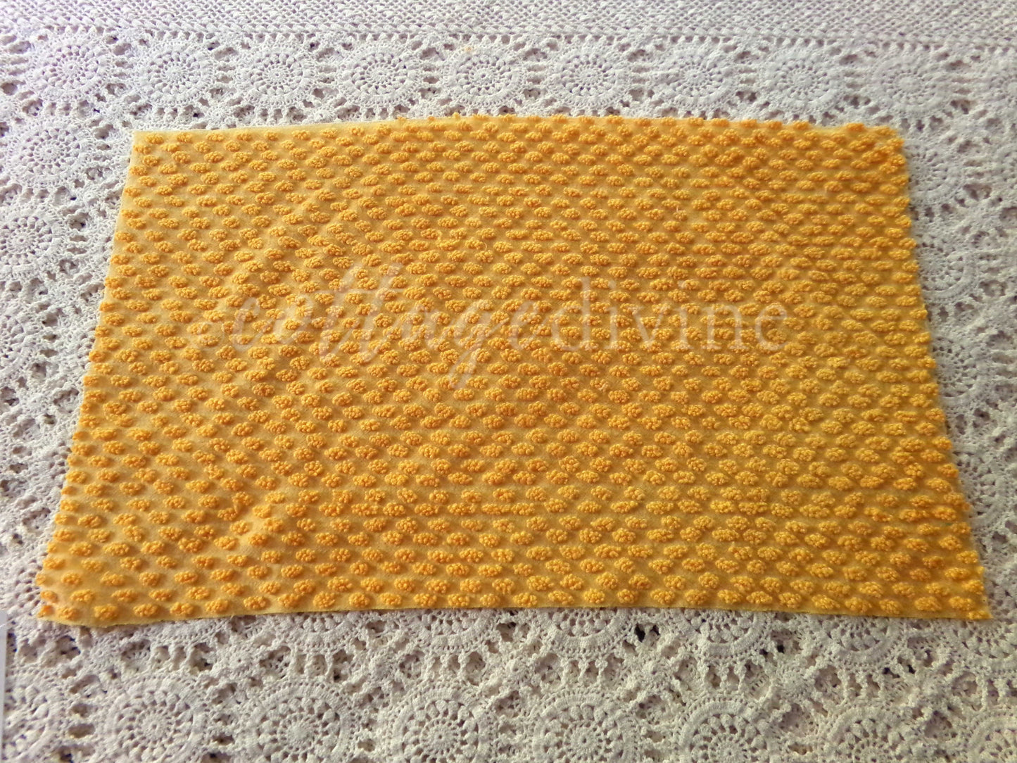 Nubby Oblong Citrus Orange Pops Vintage Chenille Fabric, 12" x 20" inch Piece, Retro 1960s, Ultra Lightweight