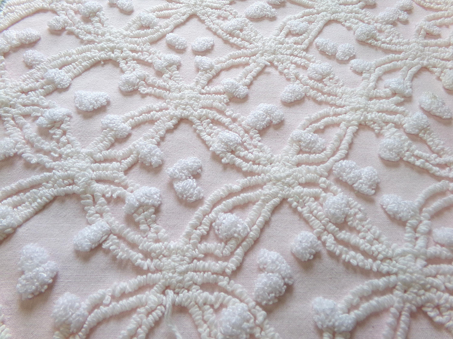 Vintage Chenille Fabric Bundle in Pink & Aqua, 2 Pieces 12" x 18" each | Easy Stash Builder for Fiber Arts, Quilting