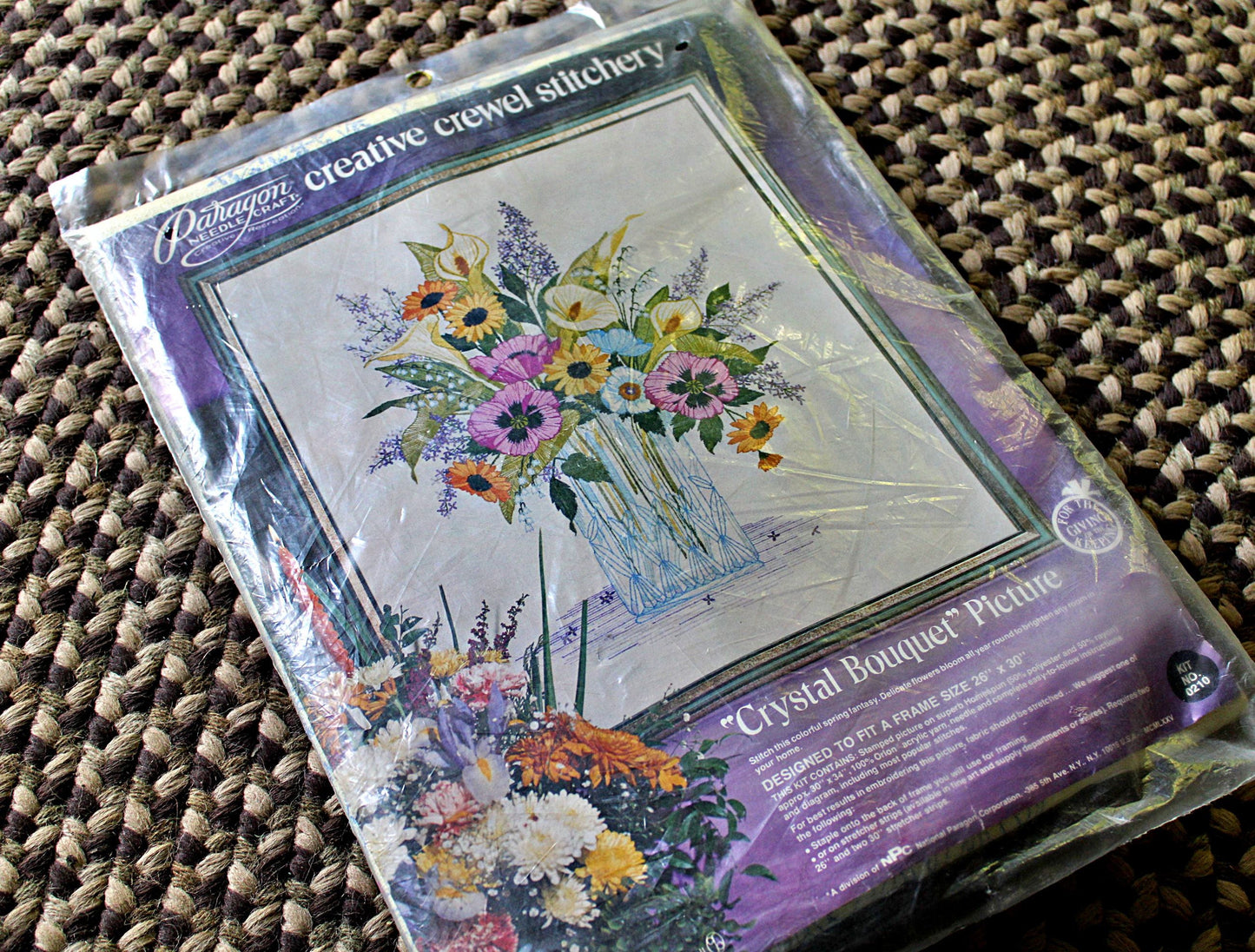 CRYSTAL BOUQUET Vintage Paragon Needlecraft CREWEL Embroidery Stitchery Kit #0210 ~ Spring Fantasy Florals, a Georgia Ball Design