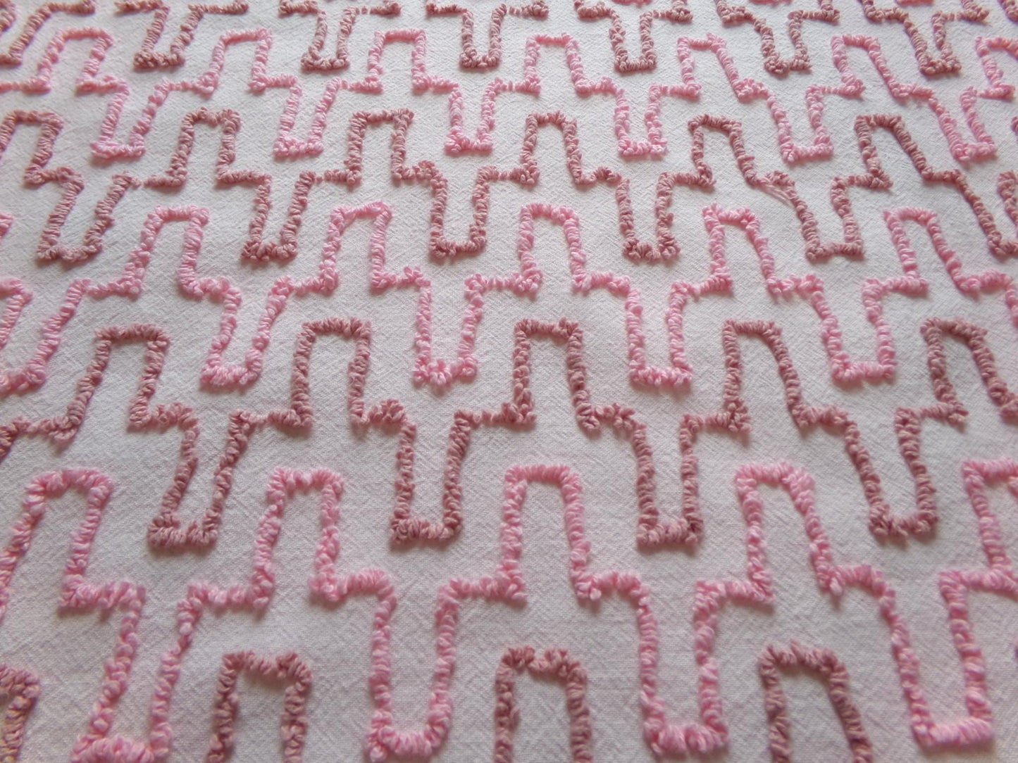 pink skyscrapers vintage chenille fabric: textured 20" x 24" cut piece of sewing material