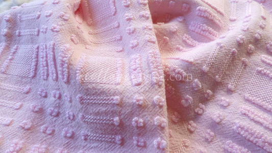 Pastel Pink Checkerboard Vintage Chenille Fabric, 18" x 24" inch piece, Great Texturized Pattern