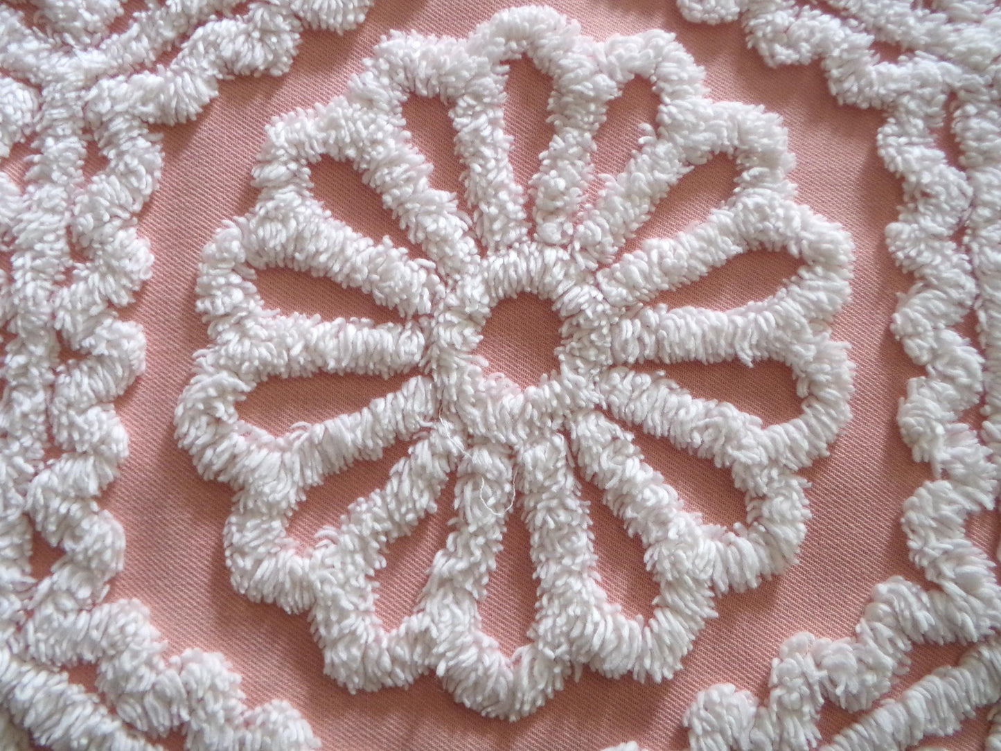 Lovely Fabric from Vintage Chenille Bedspread, 26" x 19" inch Piece, Shabby Sweet in DIY Pillows & Quilts
