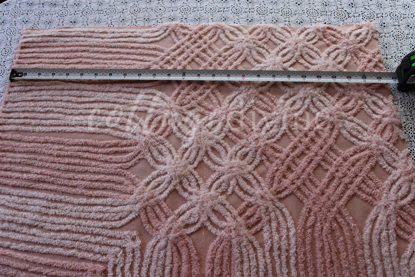 Blush Pink Rosy Vintage Chenille Quilt Fabric, 23" x 24" inch Piece, Pretty for Quilts & Pillows