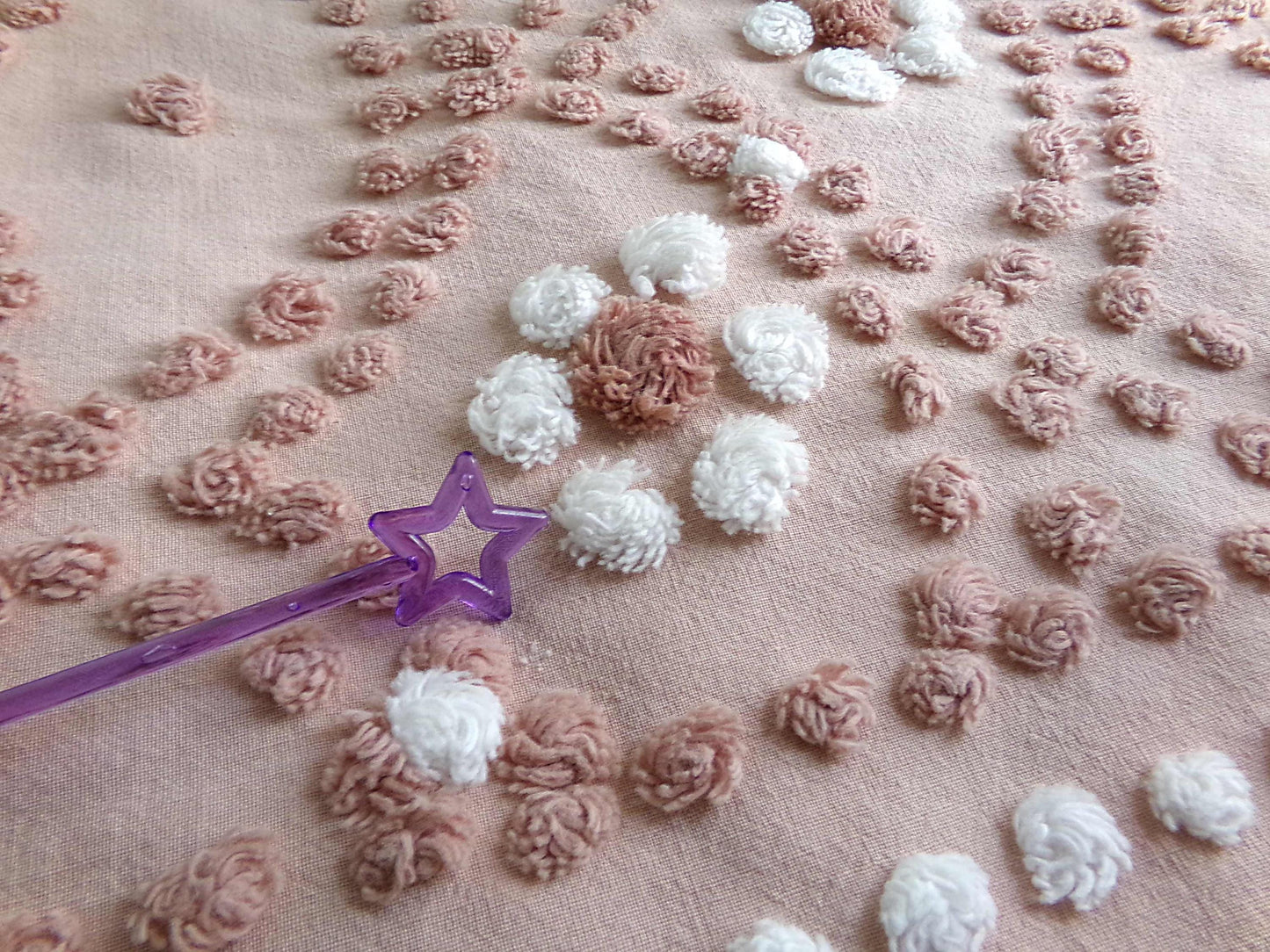 Hippie Daisy Vintage Chenille Fabric, 23" x 20" Cut Piece, 100% Cotton Handmade Sewing Material, Great Boho Design for Quilts & Crafts