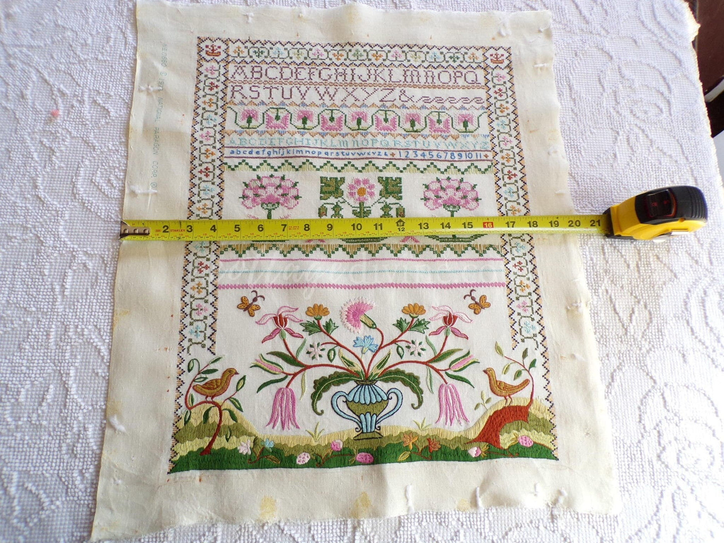Jacobean 1773 Vintage Linen Sampler, Cooper Hewitt Museum, 0860 Paragon Stitchery, Hand Embroidered, Completed