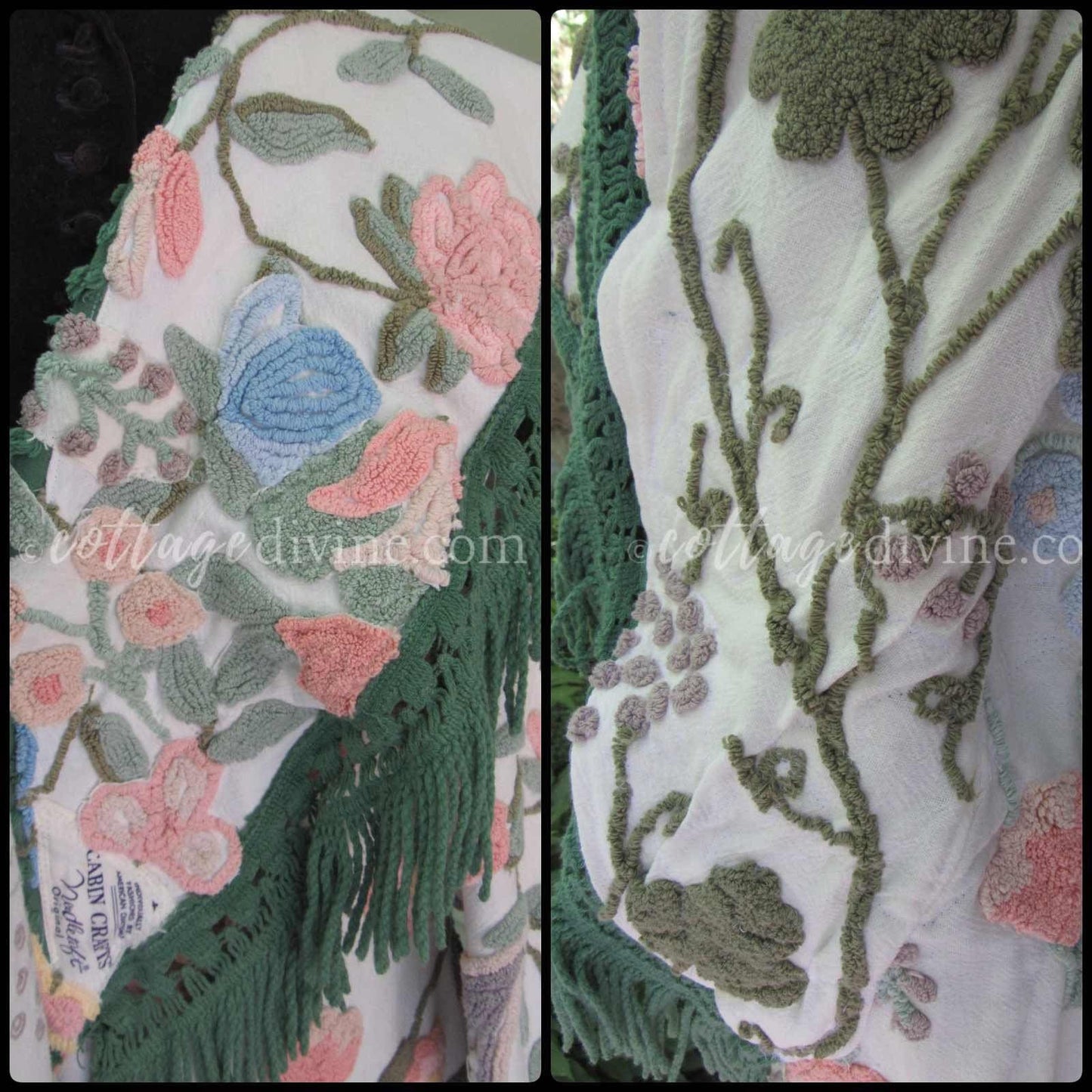 Victorian Style Distressed Chenille Robe, Designed from Shabby Vintage Chenille Bedspread Fabrics, M/L
