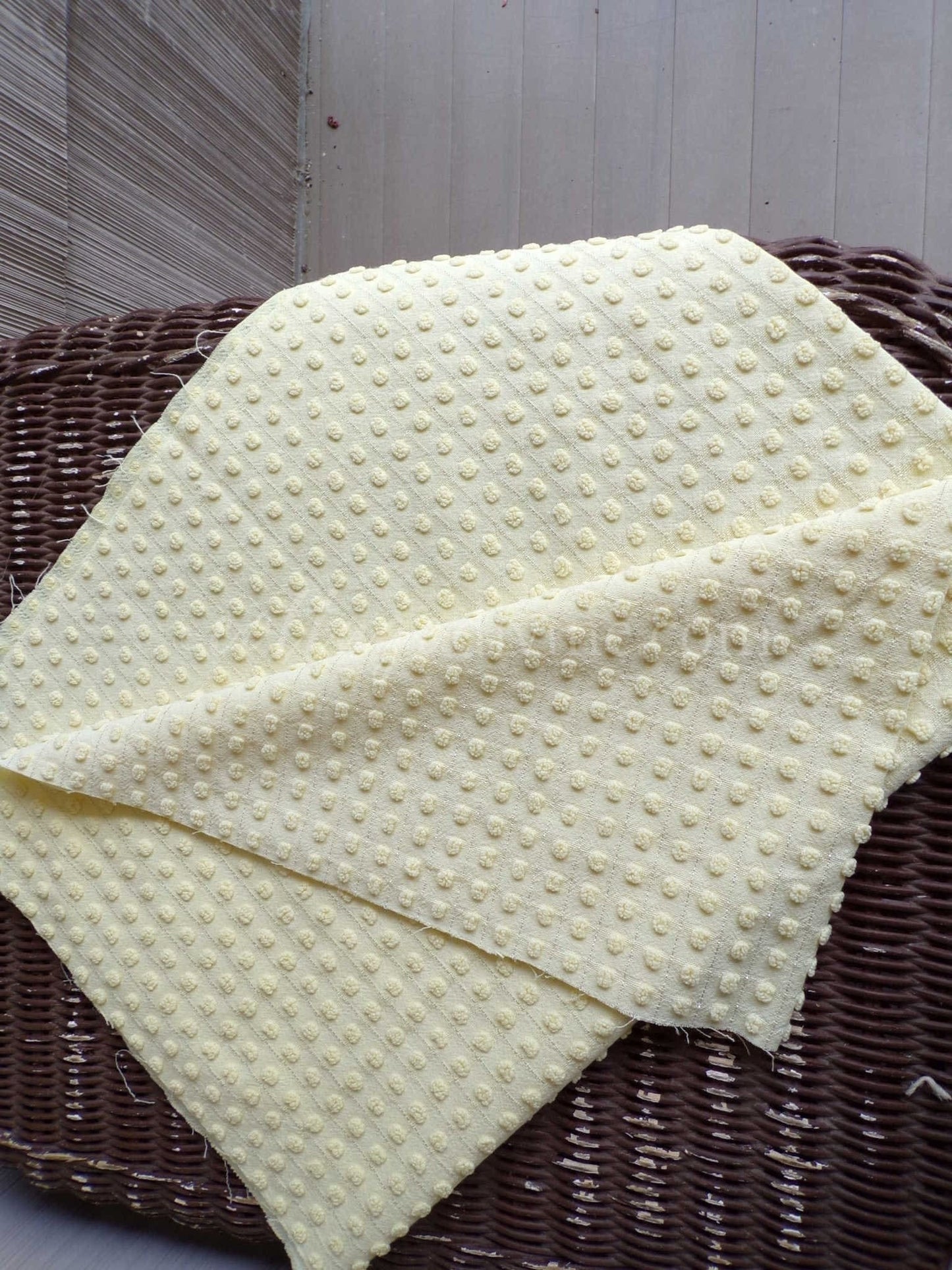 Cheerful Yellow Pops FABRIC Piece, from Vintage Morgan Jones Chenille Bedspread, 23" x 32"-inches