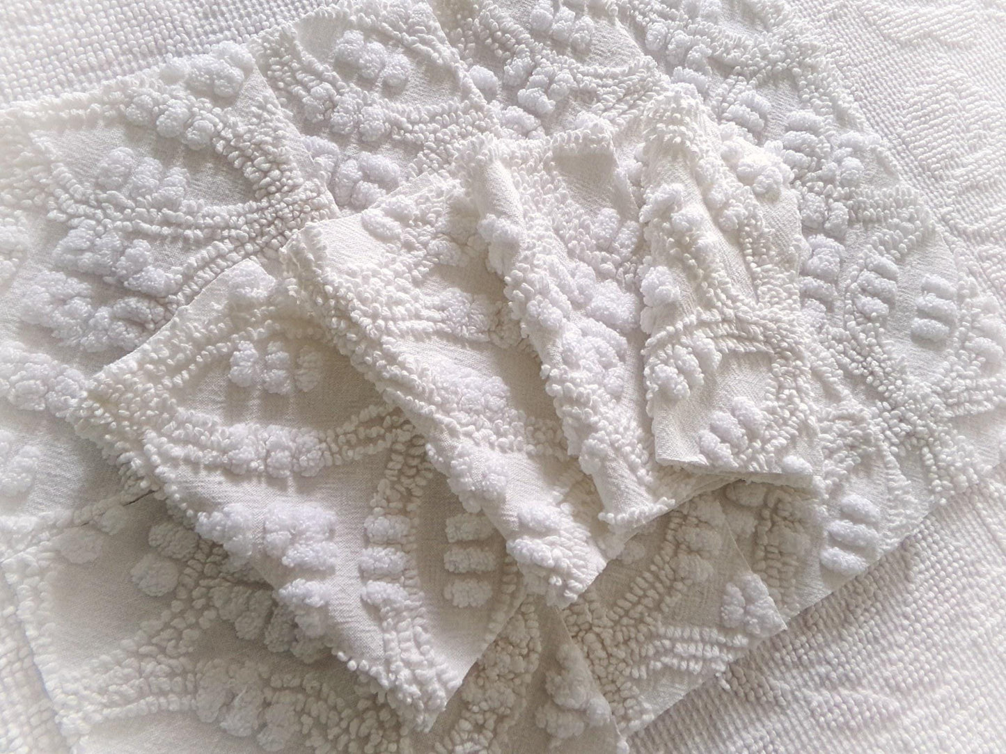 Heirloom Quality Quilt Square Set, Antique Cream, from Vintage Chenille Bedspread Fabric, 12 Blocks, 6" x 6" inch