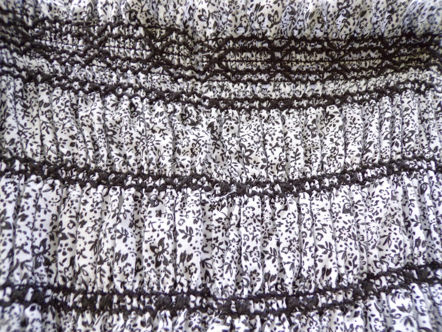 Butterfly Vintage Prairie Dress, Black & White Calico Print, Tie Strap Tiered Maxi Sundress, Candi Jones California, Boho Style Big Sweep, S