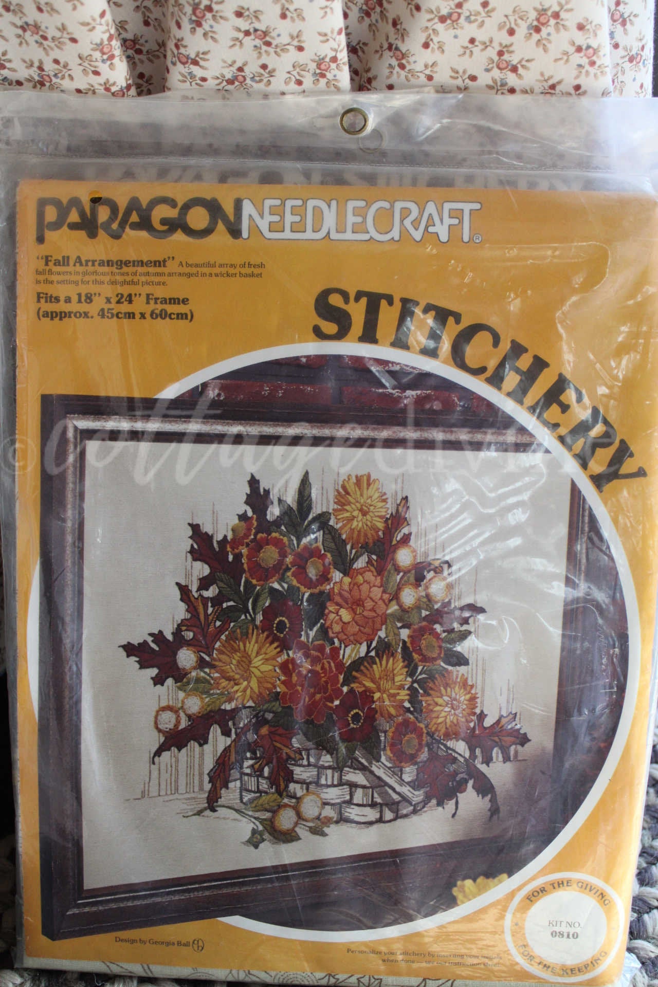 FALL ARRANGEMENT Autumn Floral Crewel Stitchery Kit, Vintage Paragon Needlecraft, Earthy Hippie Design, Georgia Ball, # 0810