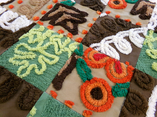 gnome hollow vintage chenille fabric squares, set of 16 boho fall colors 6" blocks for arts & crafts, sewing