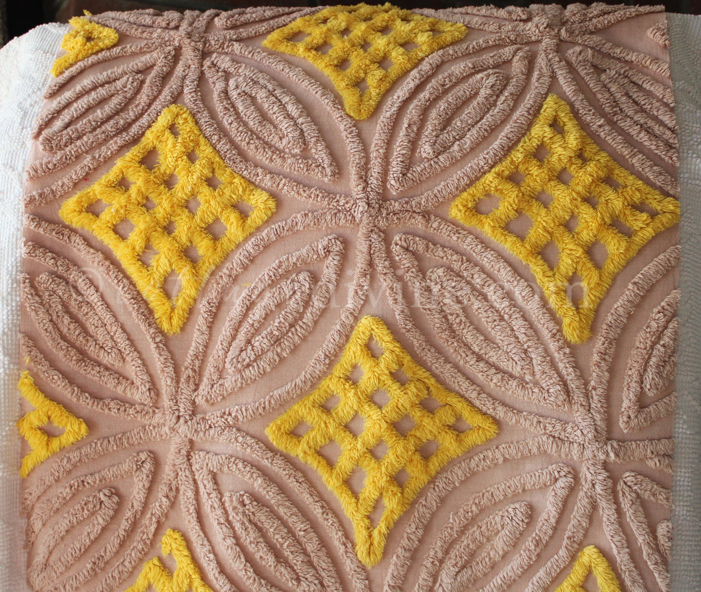 Autumn Sunrise Vintage Chenille Quilt Fabric, 22" x 20" inch Piece, So Pretty for Quilts & Pillows