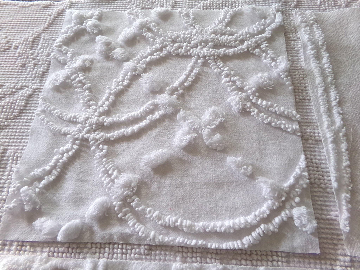 ivy rose 9.5" chenille fabric squares, set of 6 white quilt blocks, versatile geometric prints for sewing, crafts