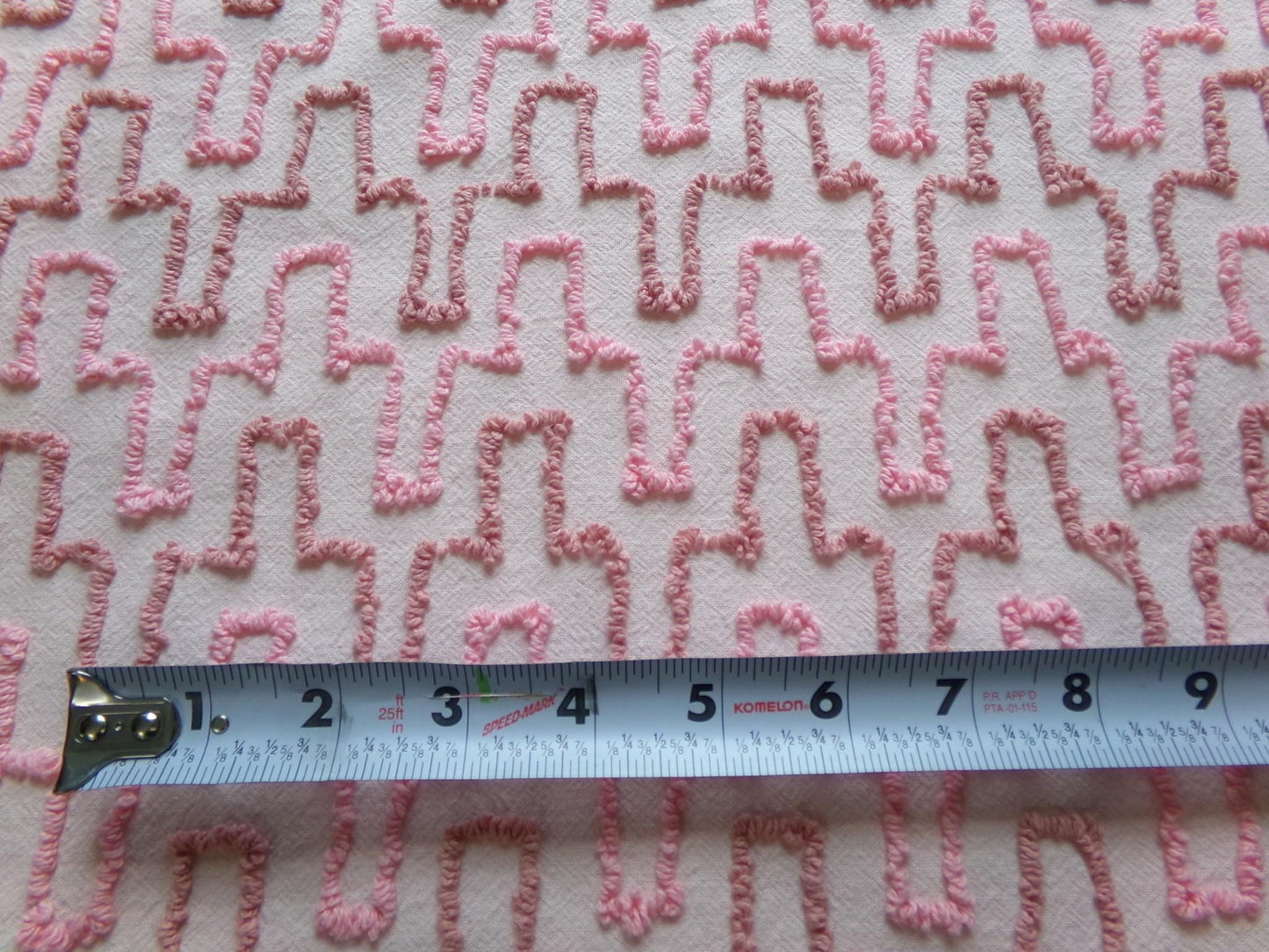 pink skyscrapers vintage chenille fabric: textured 20" x 24" cut piece of sewing material