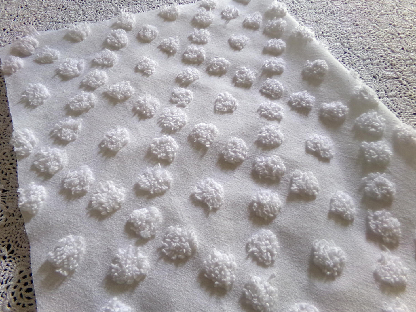 Diamond Dot Chenille Fabric, 19" x 28" inch vintage style piece, simple modern pattern for quilts & crafting