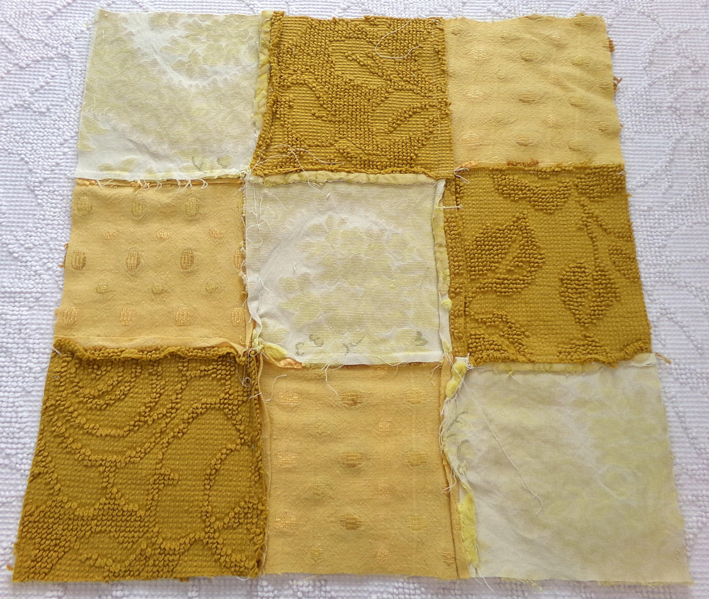 Boho Style Patchwork Vintage Velvet & Chenille Fabric Craft Panel - 16" square perfect for Pillows, Quilting, Wall Hangings