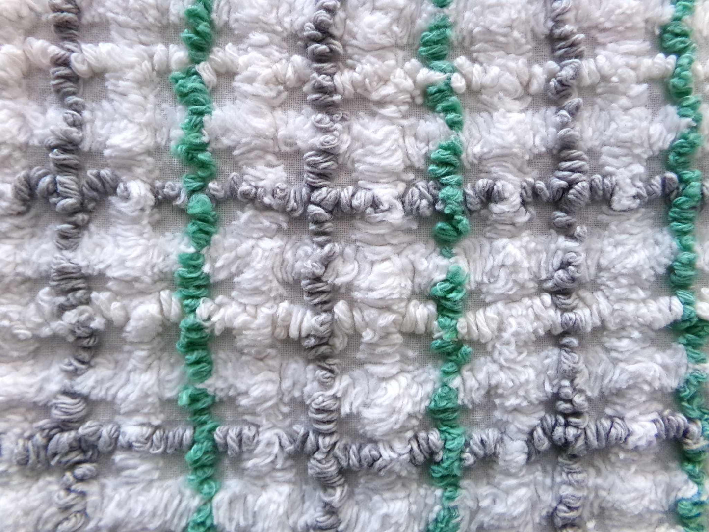 Plaid Vintage Chenille Fabric, Kelly Green & Dove Grey, 17" x 24" inch Piece for Sewing, Crafts, Quilting