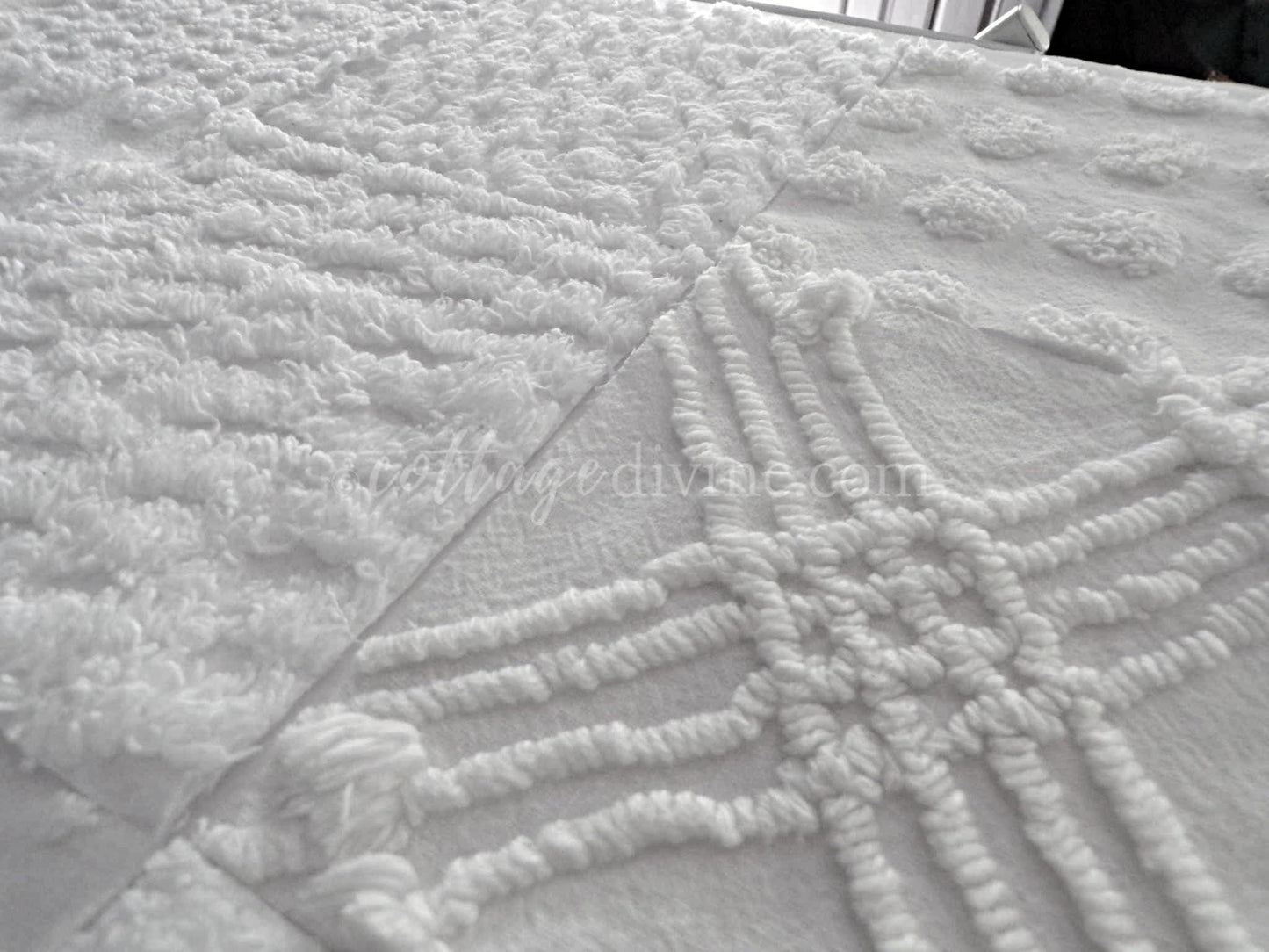 Chenille Quilt Squares Set, "Timeless White," from Vintage Bedspread Fabric, 16 Blocks, 6" inch