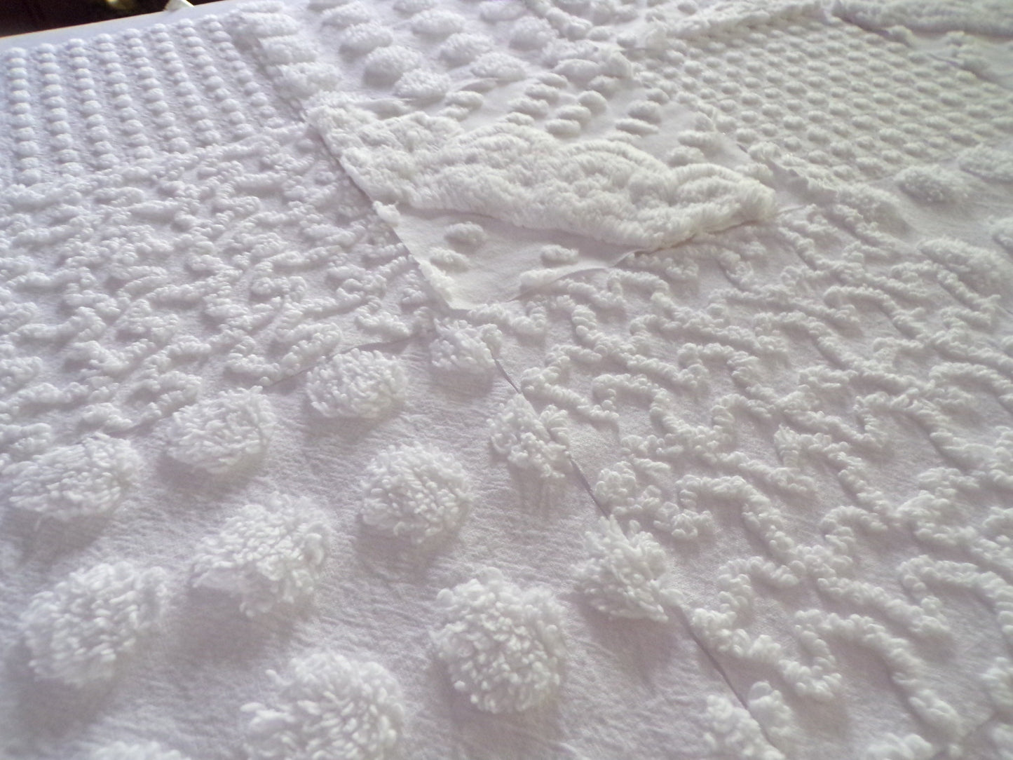White Chenille Fabric Squares Set, "Let it Snow" 16 Vintage Quilt Blocks, 6" inch