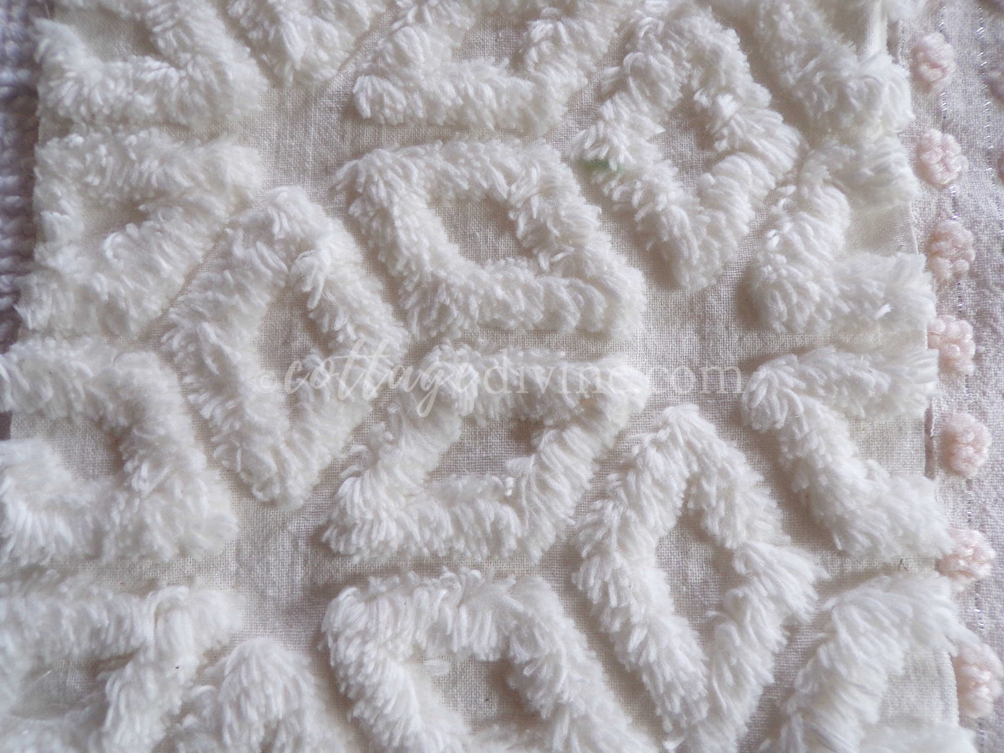 Dreamy Creamy 6" Chenille Quilt Squares, Rotary Cut from Vintage Chenille Bedspread Fabric, 16 Blocks, 6" x 6" inch, Neutral Creams