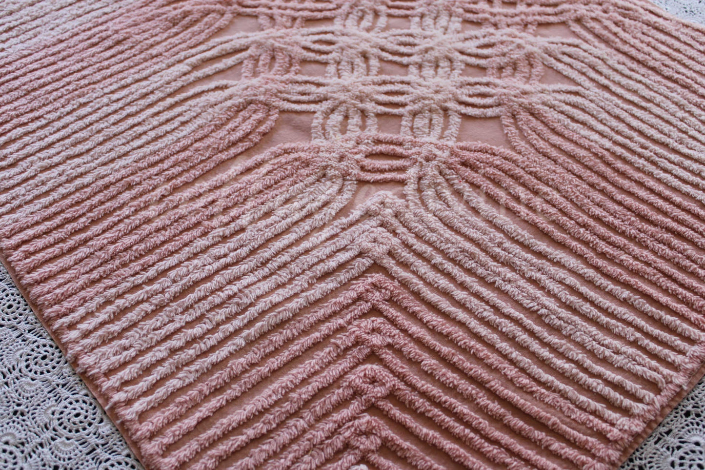 Blush Pink Nostalgia Vintage Chenille Quilt Fabric, 20" x 24" inch Piece, Pretty for Quilts & Pillows