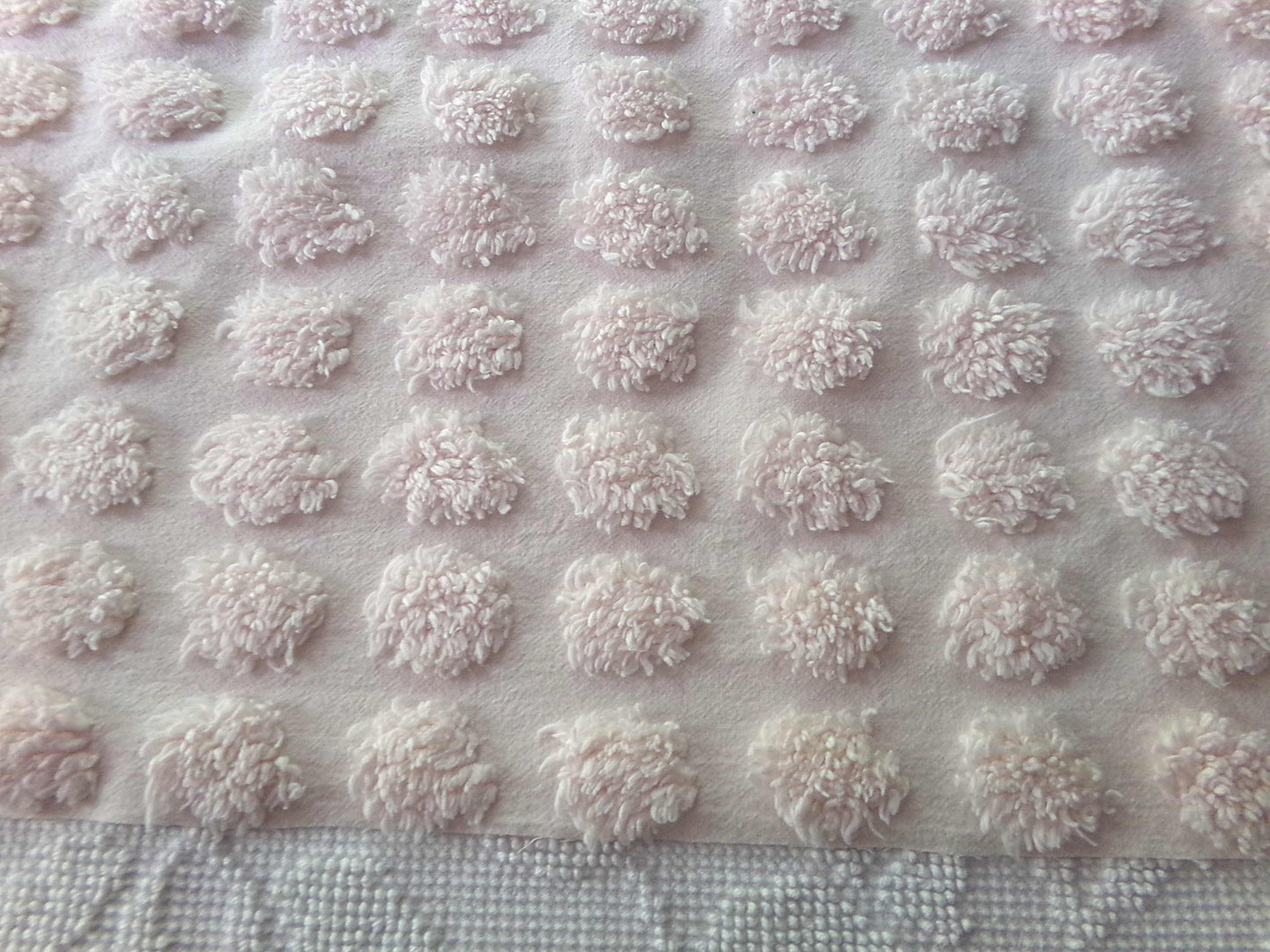 Fluffy Jumbo Coin Pops Vintage Chenille Quilt Fabric, Radiant Blush, 18" x 34" Piece, Lovely in Handmade Quilts