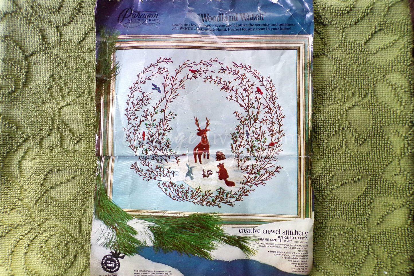 Whimsical WOODLAND WATCH Nature Crewel Stitchery Kit, Winter Wonderland, Vintage 0615 Paragon Needlecraft Embroidery by Polly Gottfried