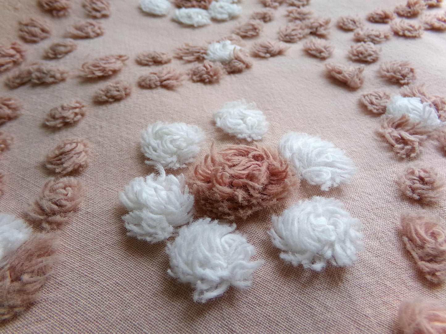 Hippie Daisy Vintage Chenille Fabric, 23" x 20" Cut Piece, 100% Cotton Handmade Sewing Material, Great Boho Design for Quilts & Crafts