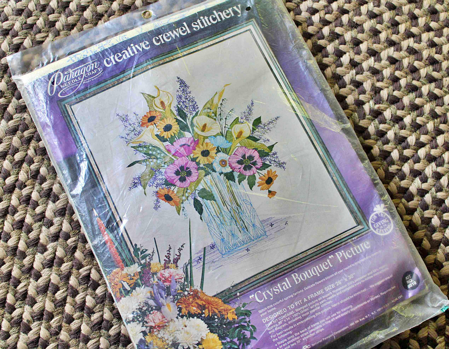 CRYSTAL BOUQUET Vintage Paragon Needlecraft CREWEL Embroidery Stitchery Kit #0210 ~ Spring Fantasy Florals, a Georgia Ball Design
