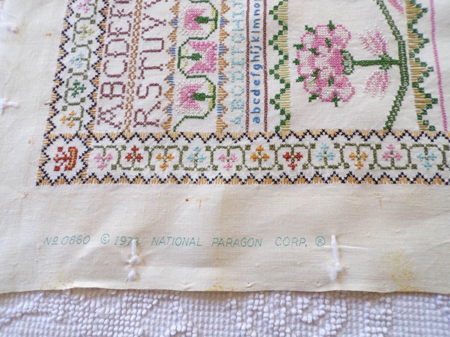 Jacobean 1773 Vintage Linen Sampler, Cooper Hewitt Museum, 0860 Paragon Stitchery, Hand Embroidered, Completed
