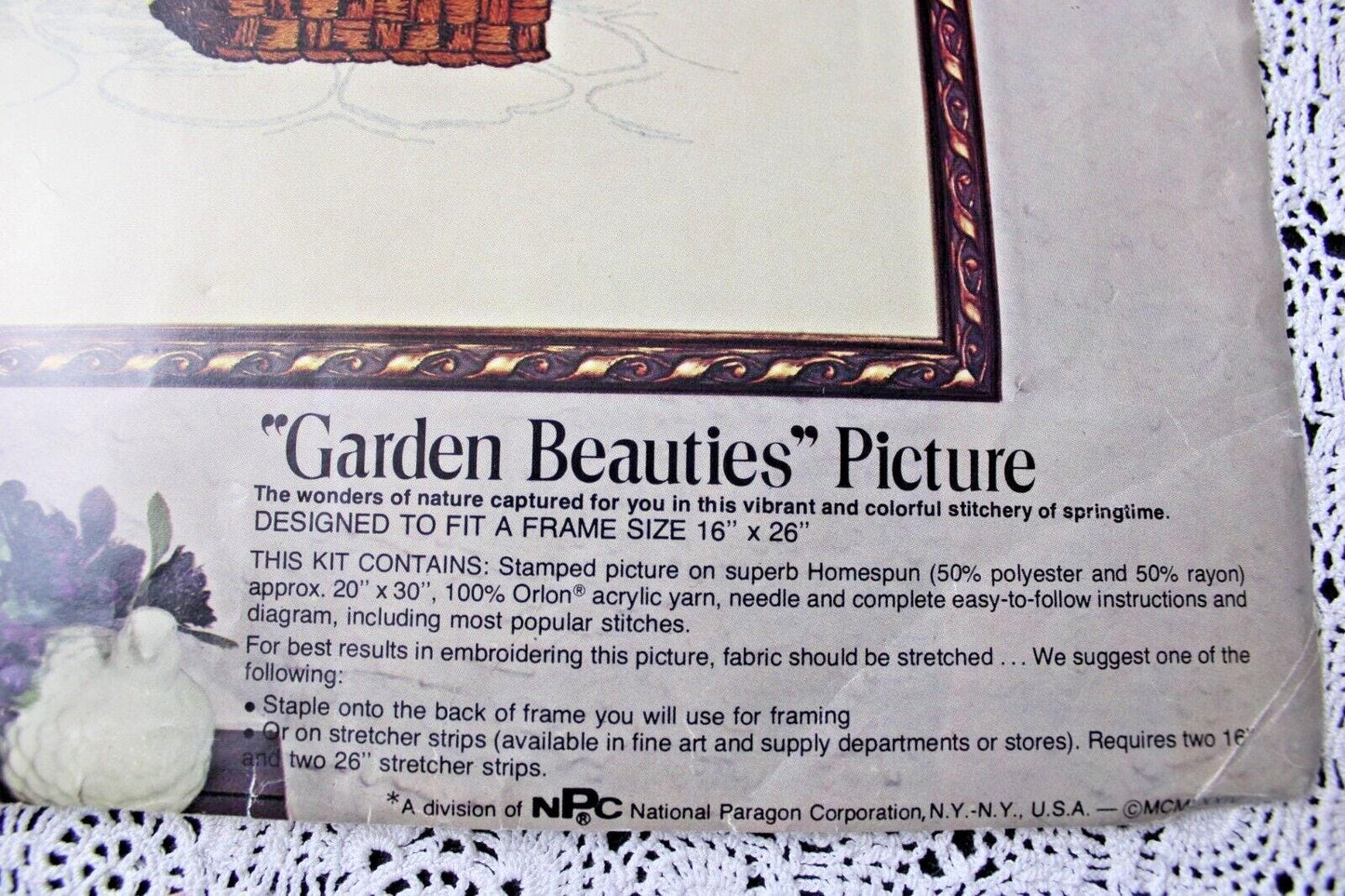 GARDEN BEAUTIES Paragon Crewel Embroidery Kit 0123 Vtg Boho Floral Stitchery