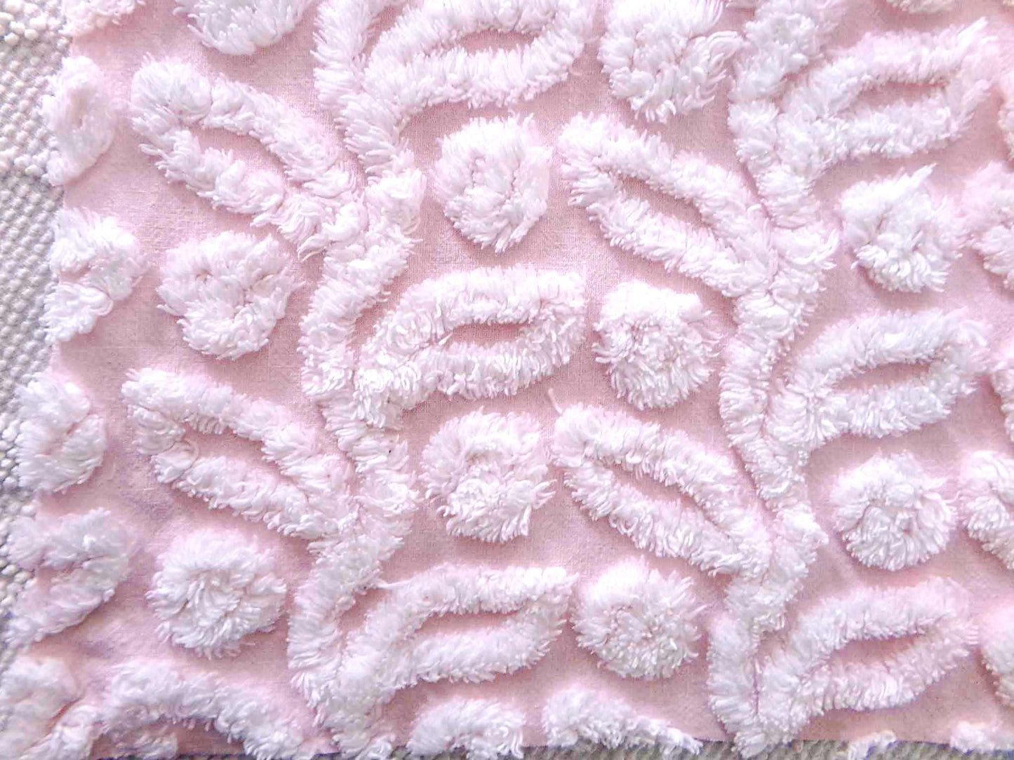 Pink Ivy Berry Vintage Chenille Fabric, Sewing Material for quilts, pillows & crafts, 18" x 24" inch Piece