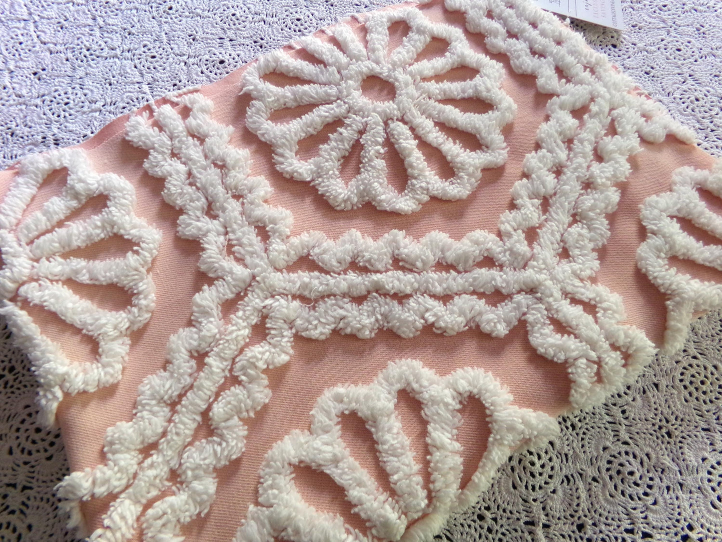 Lovely Fabric from Vintage Chenille Bedspread, 26" x 19" inch Piece, Shabby Sweet in DIY Pillows & Quilts