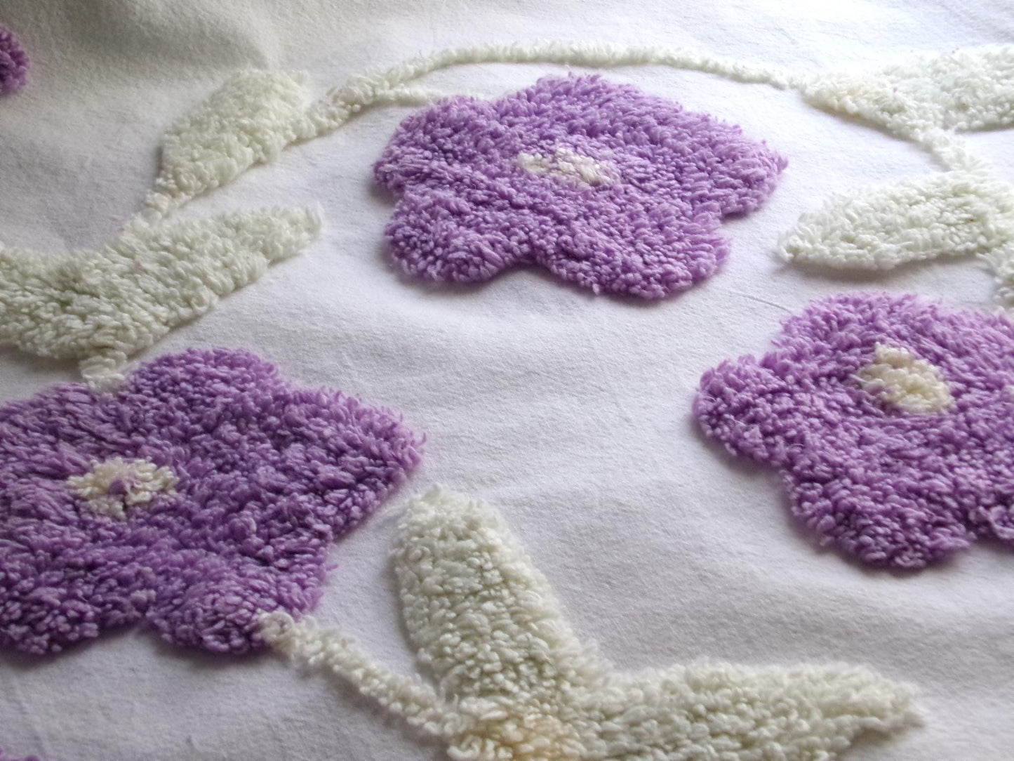 Spring Lilac Wreath Vintage Style Chenille Fabric, 20" x 28" inch piece, Pretty in DIY Pillows