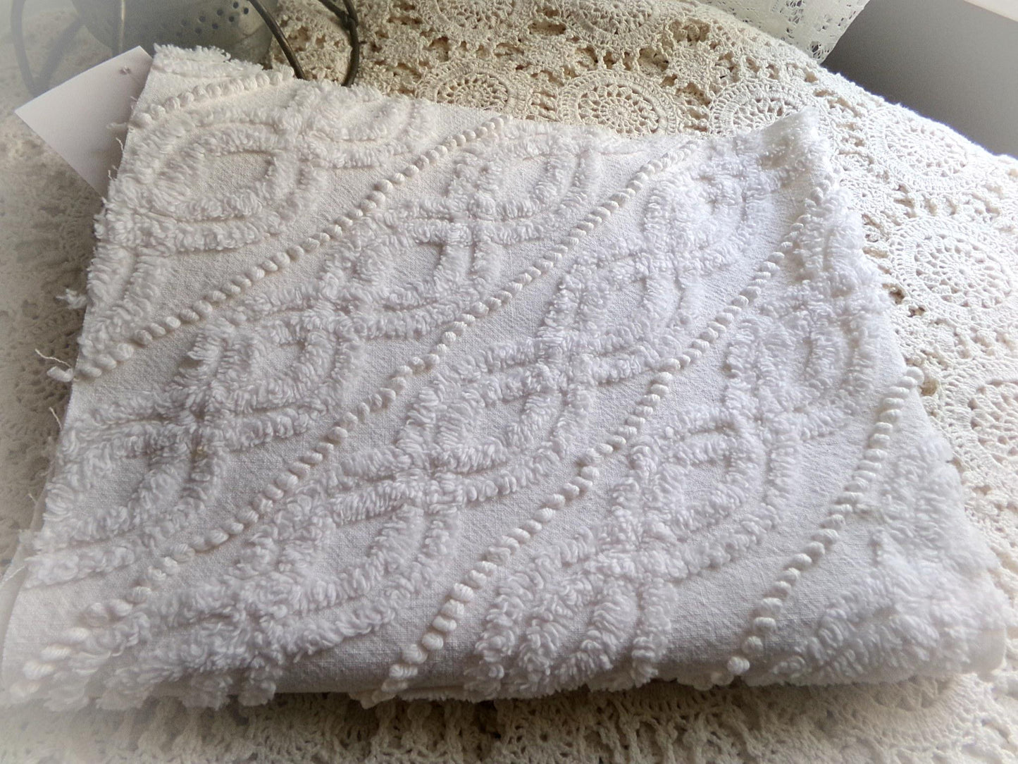 angelic infinity links vintage chenille fabric, lovely sewing material with great texture & presentation, 16" x 21" inch piece