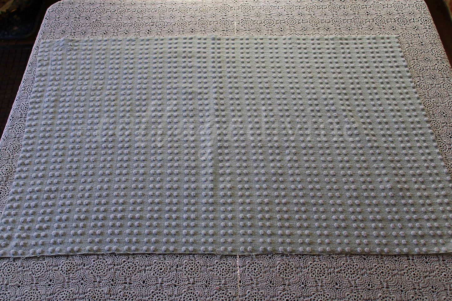 Pastel Aqua Shimmer Pop Vintage Chenille Fabric, 28" x 19" inch Piece, Versatile in Quilting & Craft Projects