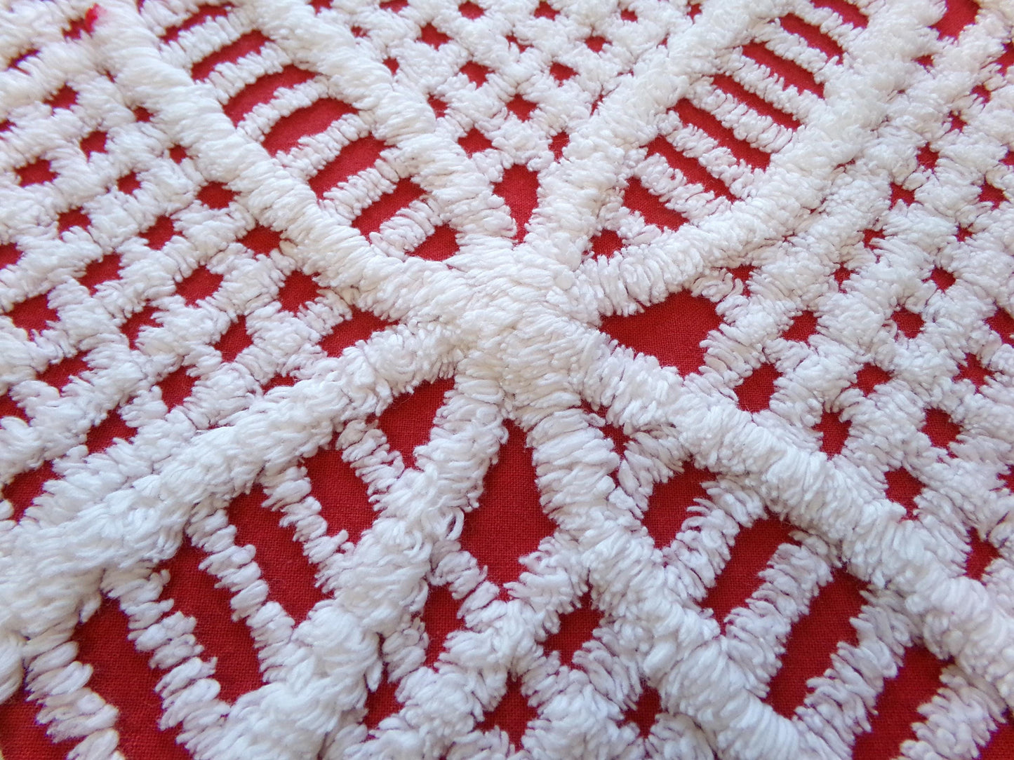 Christmas Chenille Quilt Fabric Bundle in Red, White & Green, 2 Pieces 12" x 18" each | Festive Stash Builder for Sewing, Crafts