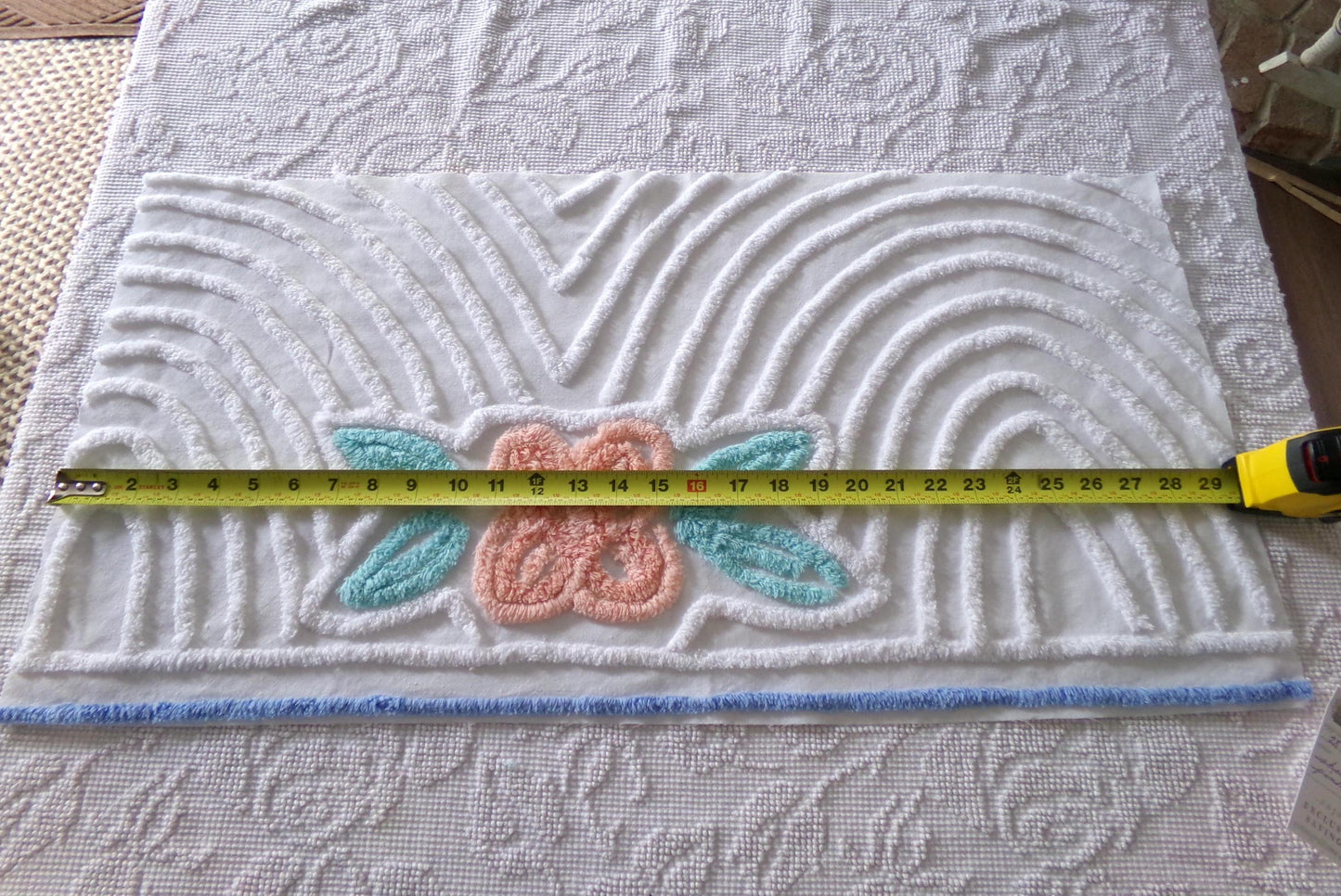 Plush Tropical Swirl Flower Vintage Chenille Fabric, 28" x 14" inch Piece, Tropical Sewing Material Great for DIY Pillow Covers