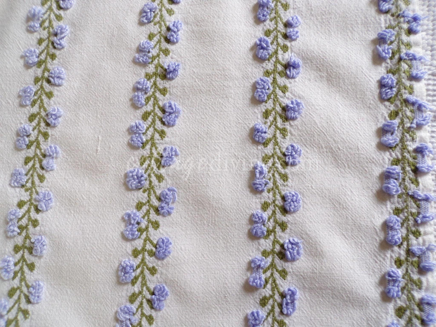 Romantic Ivy Rose Vintage Chenille Fabric, Fieldcrest Lavender Rosebud Design, 18" x 22" inch Piece, beautiful in handmade quilts