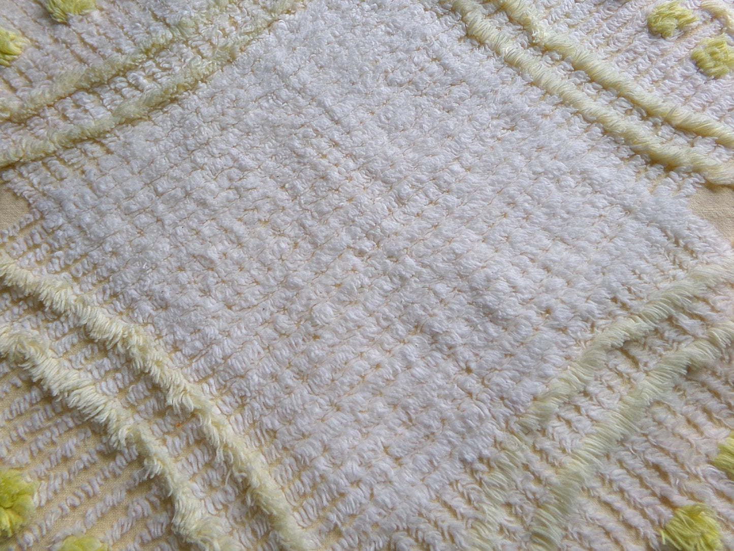 Starry Yellow Vintage Chenille Fabric: Retro Starburst Design 20" x 24" Cut Piece