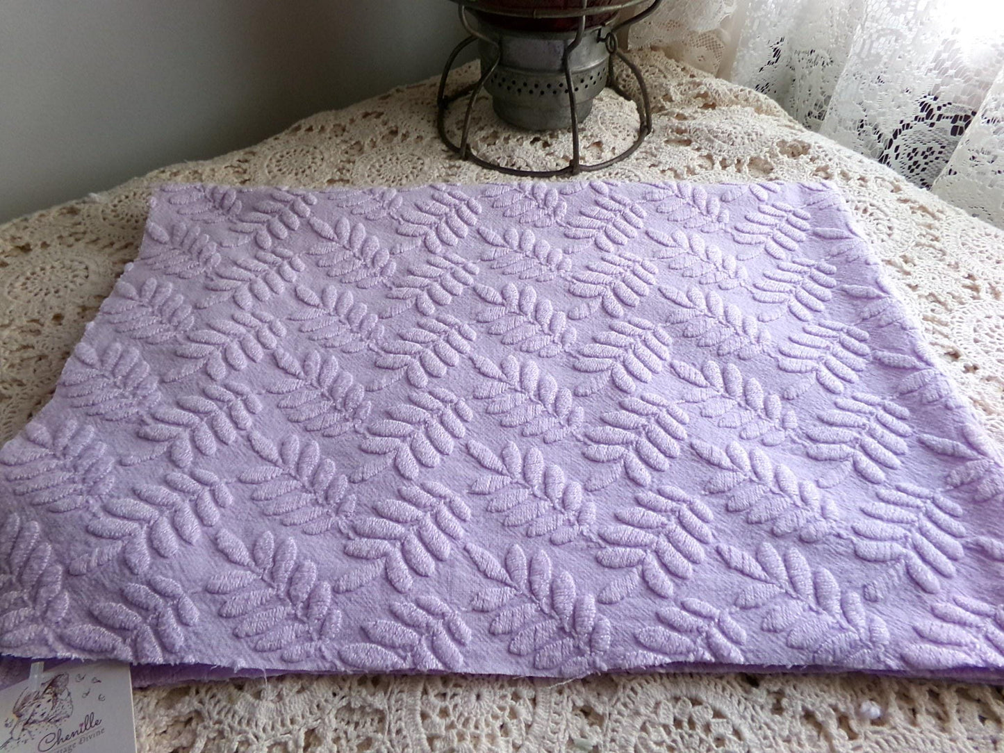 Lilac Fern Wisps Vintage Woven Fabric Piece, 19" x 25" inches, Delicate Bates Design Beautiful in Tote Bags & Pillows