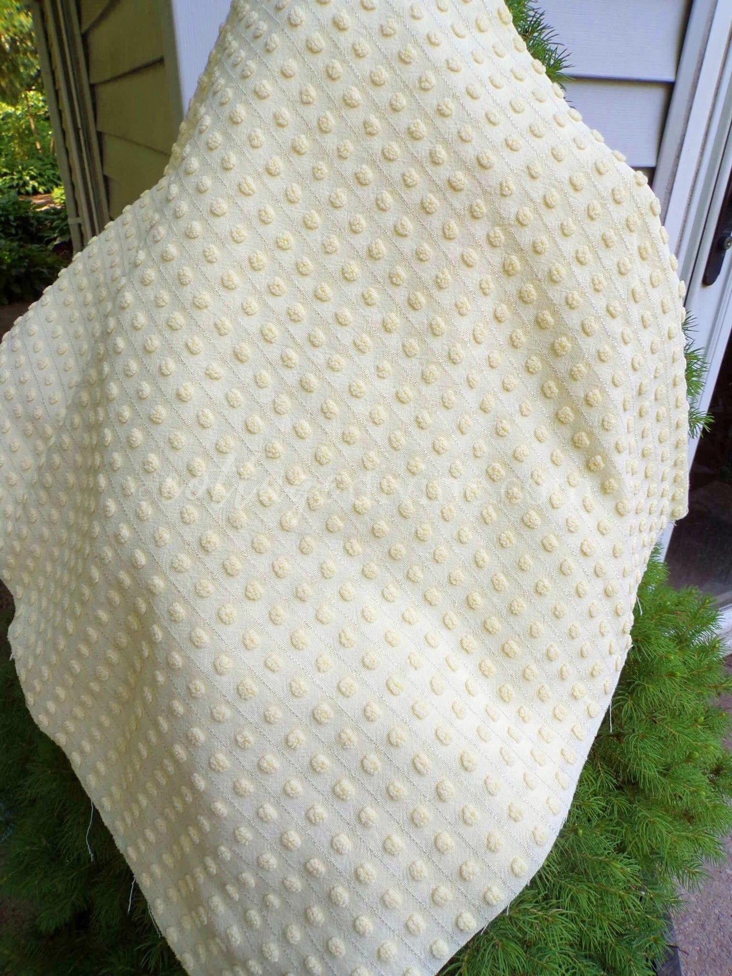 Cheerful Yellow Pops FABRIC Piece, from Vintage Morgan Jones Chenille Bedspread, 23" x 32"-inches