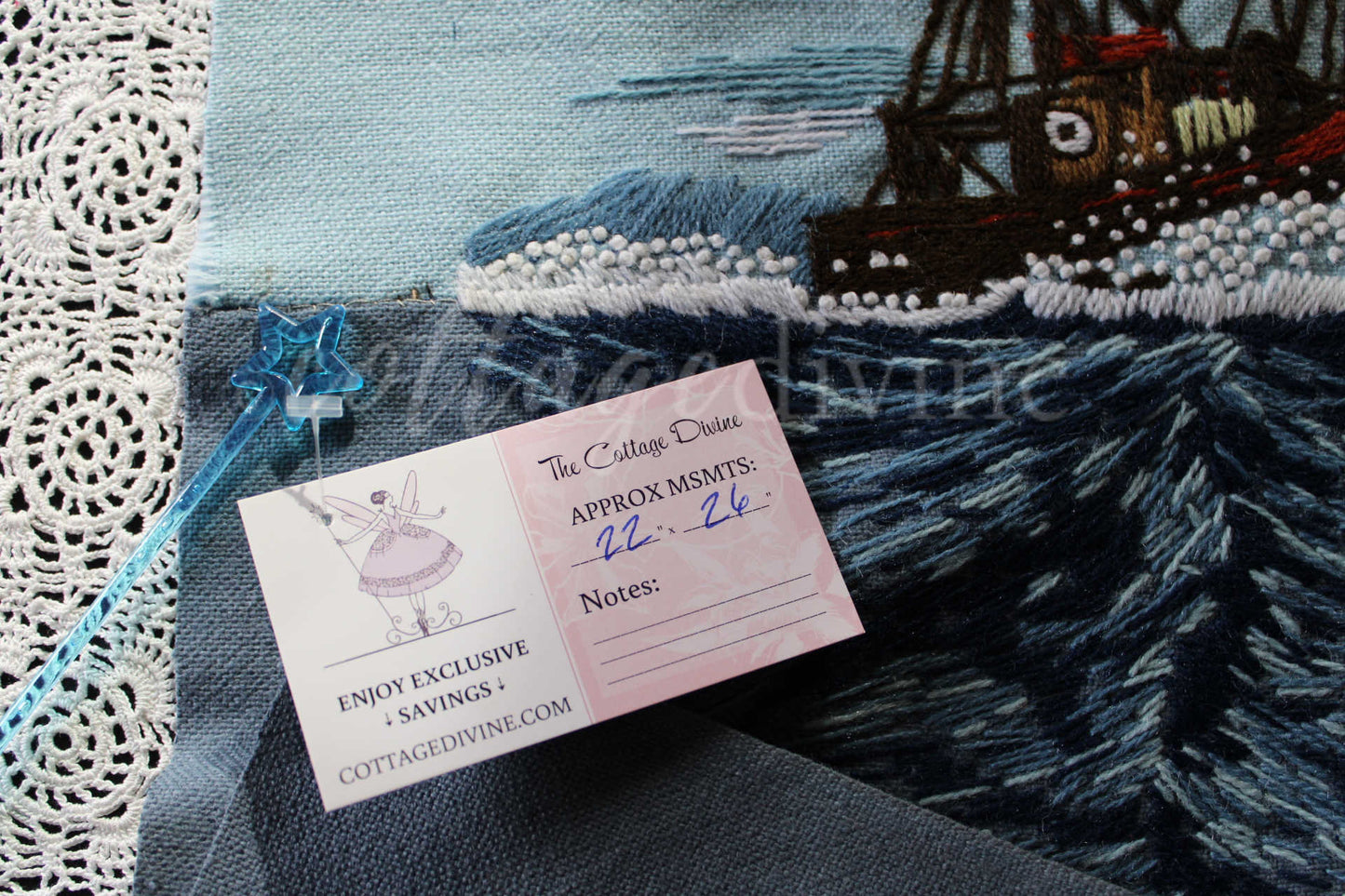 Vintage THE MERMAID Finished 1970s Embroidery Piece, Completed Paragon Crewel Stitchery 0411, Adele Veres