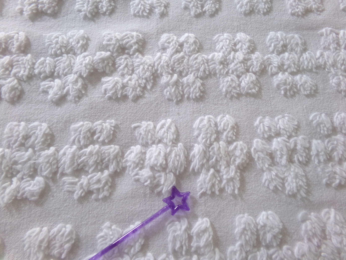 Cute Chenille Fabric Shabby Daisy Print, vintage style versatile white sewing material, 18" x 26" inches