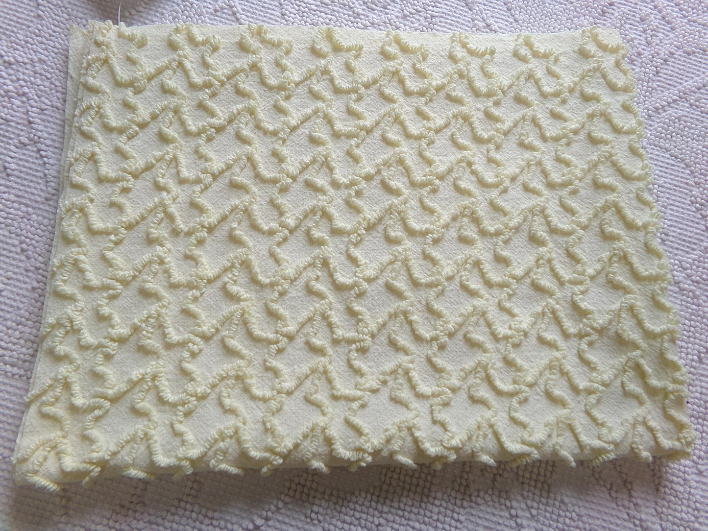 Vintage Yellow Squiggle Chenille Fabric, Gentle Sunny Buttercup 18" x 24" Piece of Sewing & Quilt Material