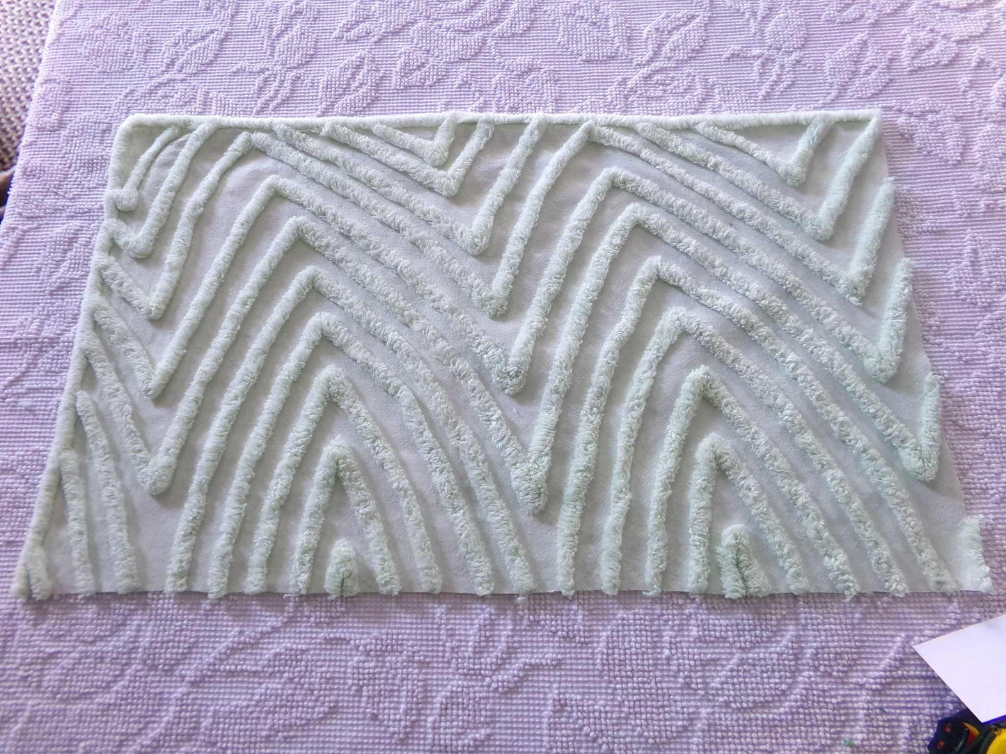 Mountain Peaks Vintage Chenille Fabric, Optic Green Design, 23" x 14" Inch Piece, Sewing Material for Quilts & Crafts
